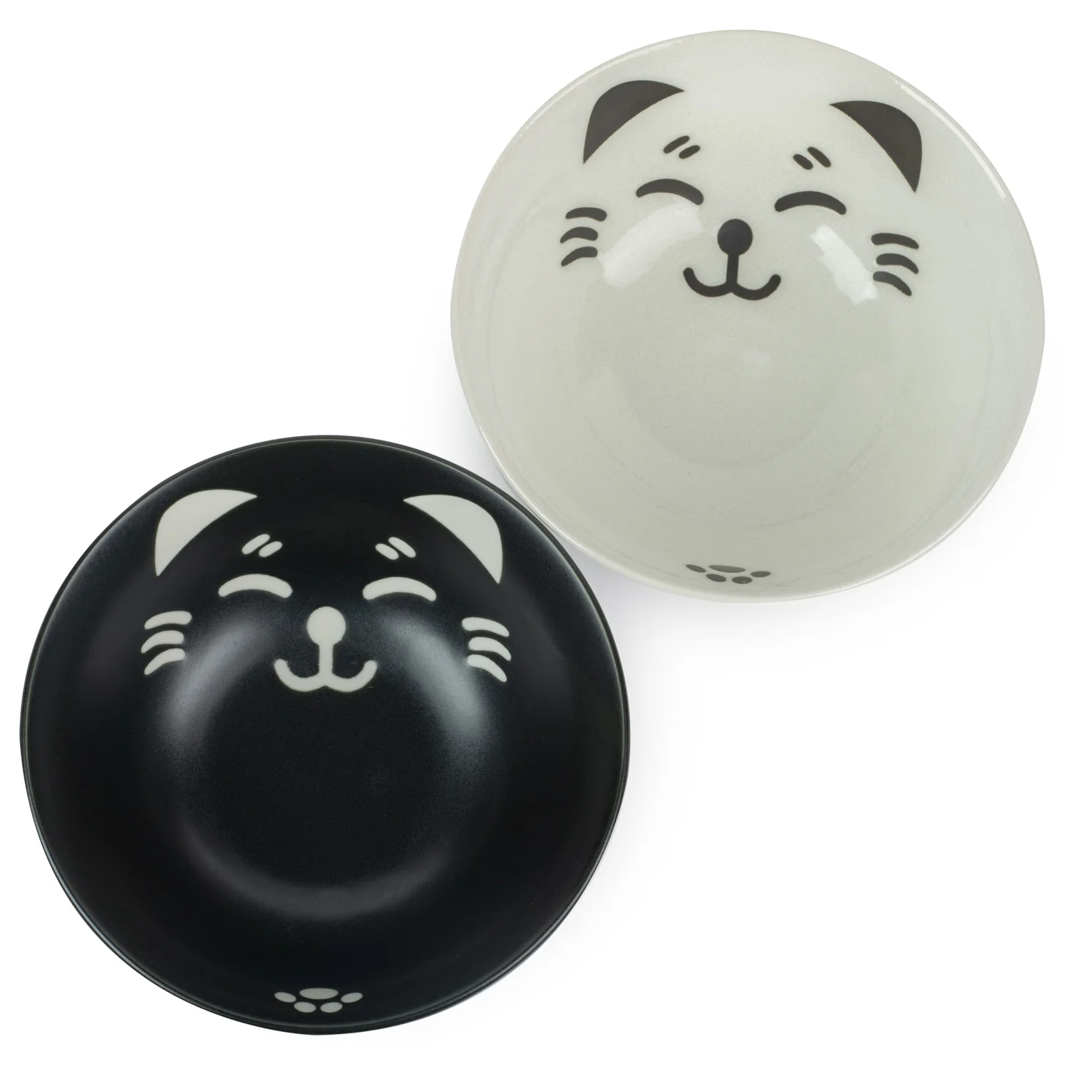 Black and White Lucky Cat Japanese Bowl Set - Image 4