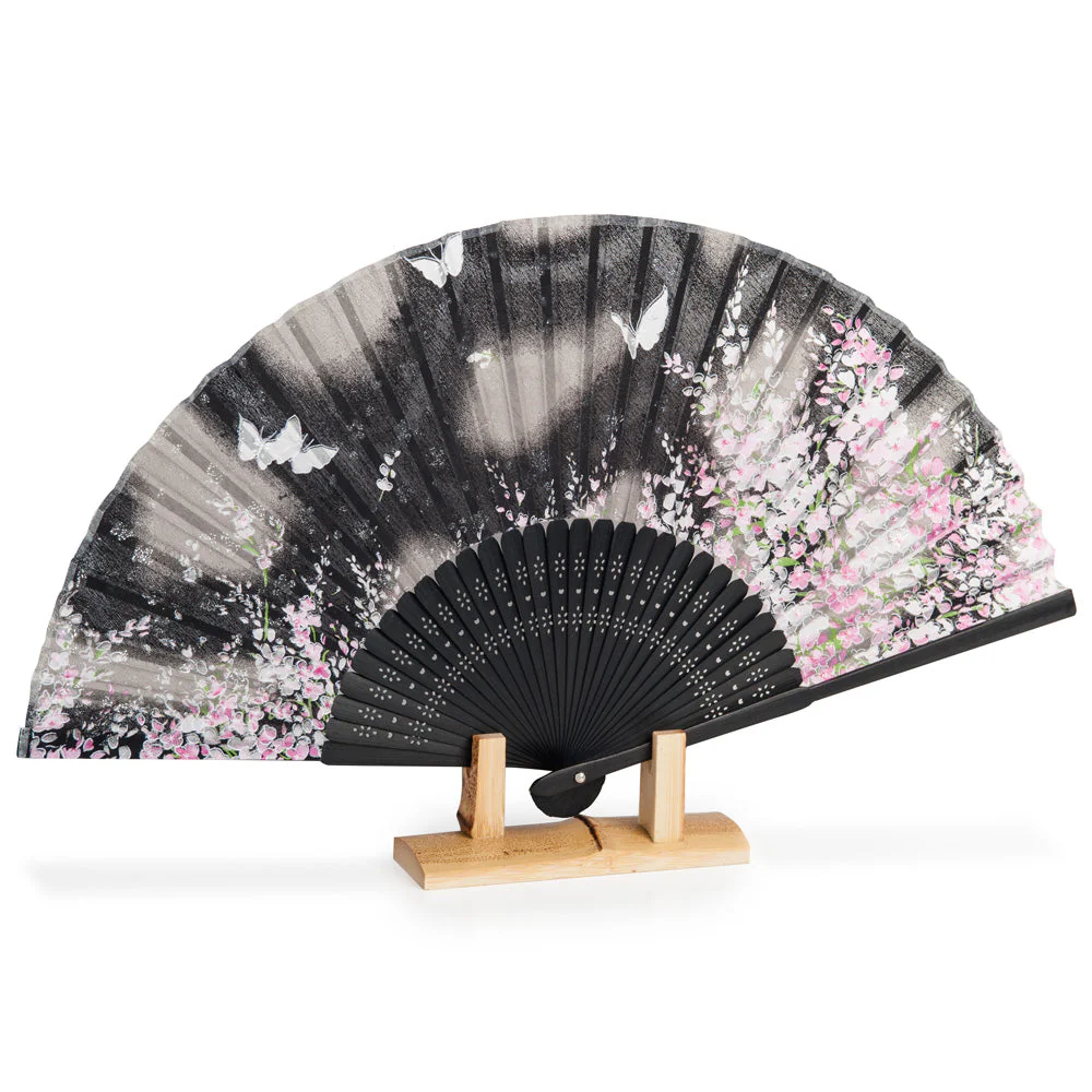 Black Butterfly Japanese Folding Fan - Image 3