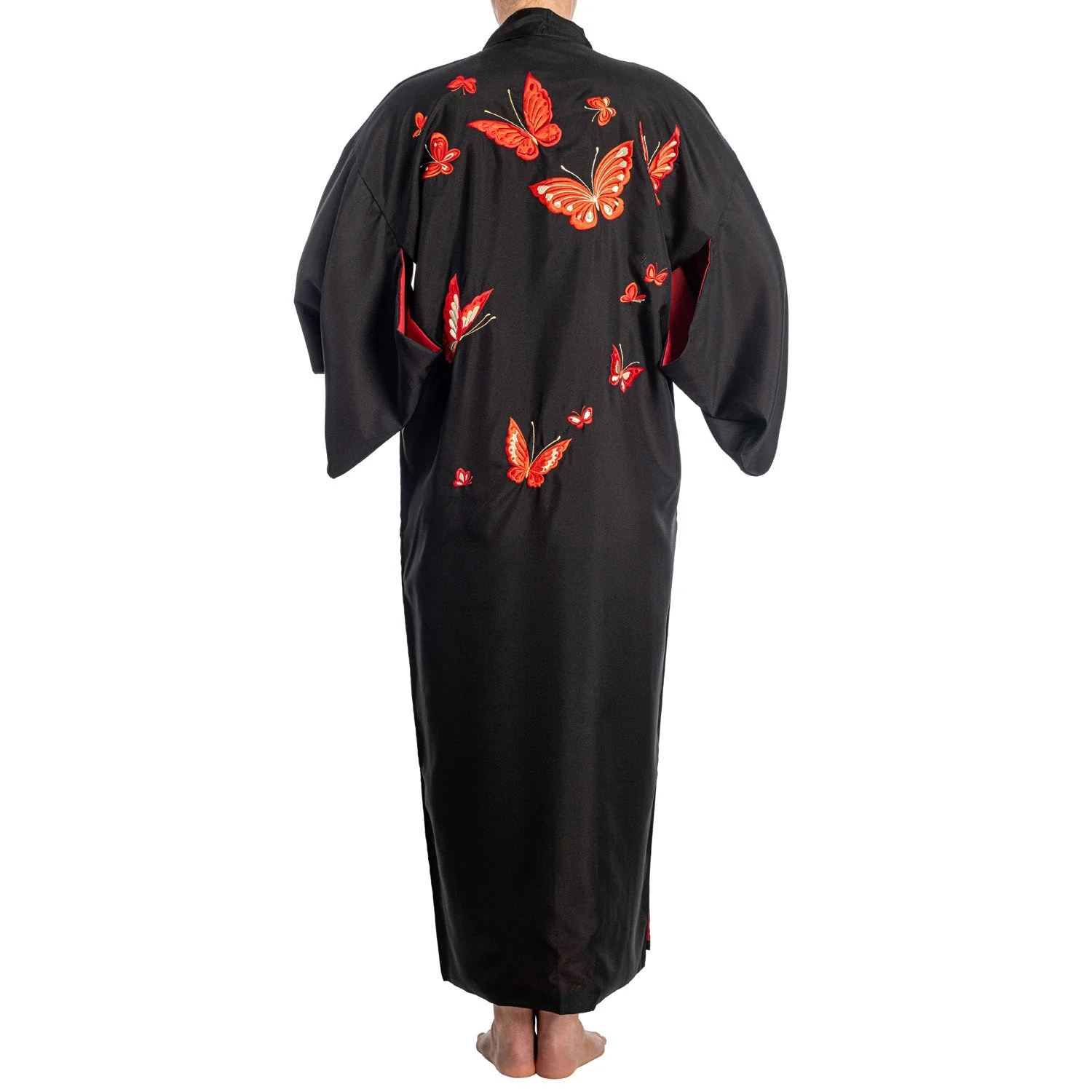 Black Butterfly Polyester Japanese Kimono - Image 3