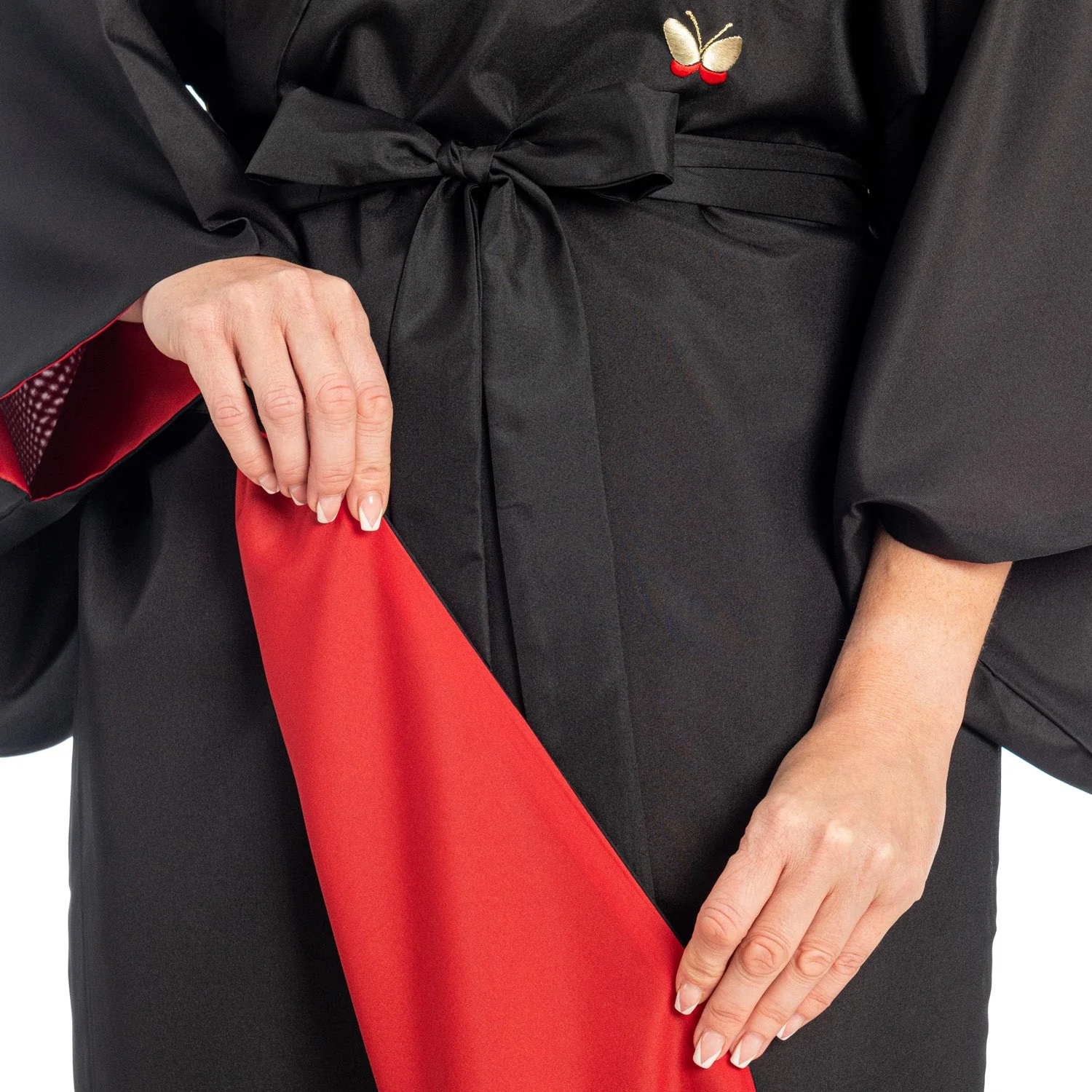 Black Butterfly Polyester Japanese Kimono - Image 6