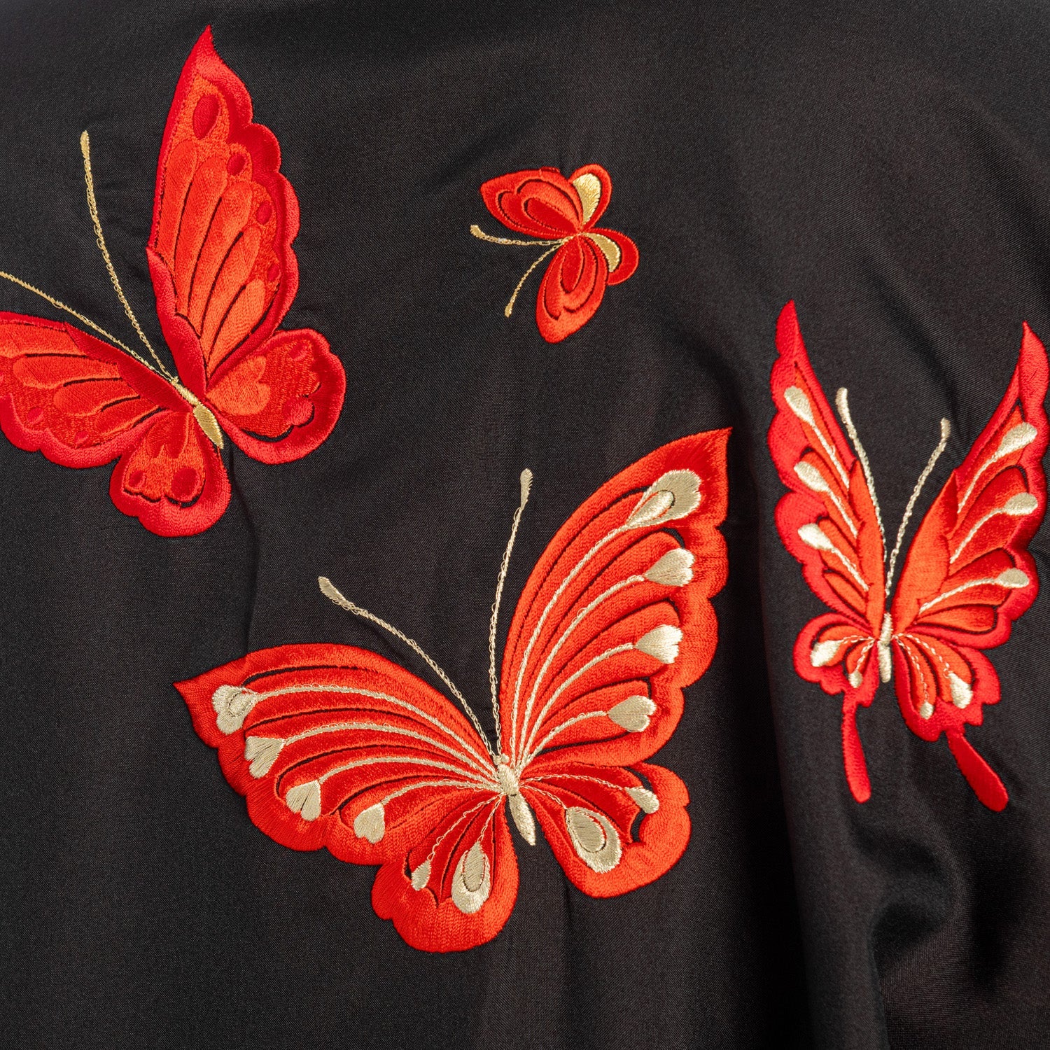 Black Butterfly Polyester Japanese Kimono - Image 7