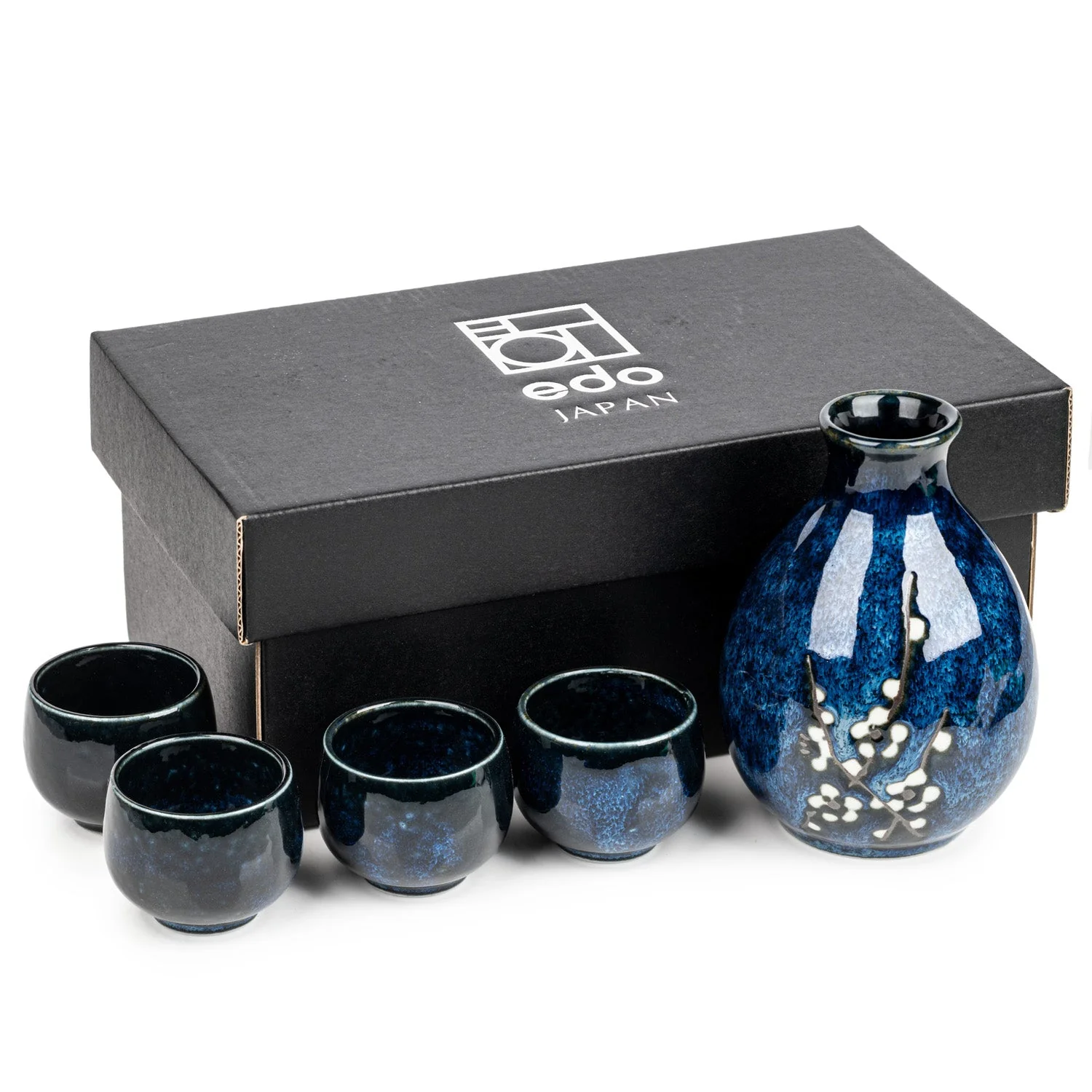 Blue Hana Cherry Blossom Japanese Sake Set - Image 3