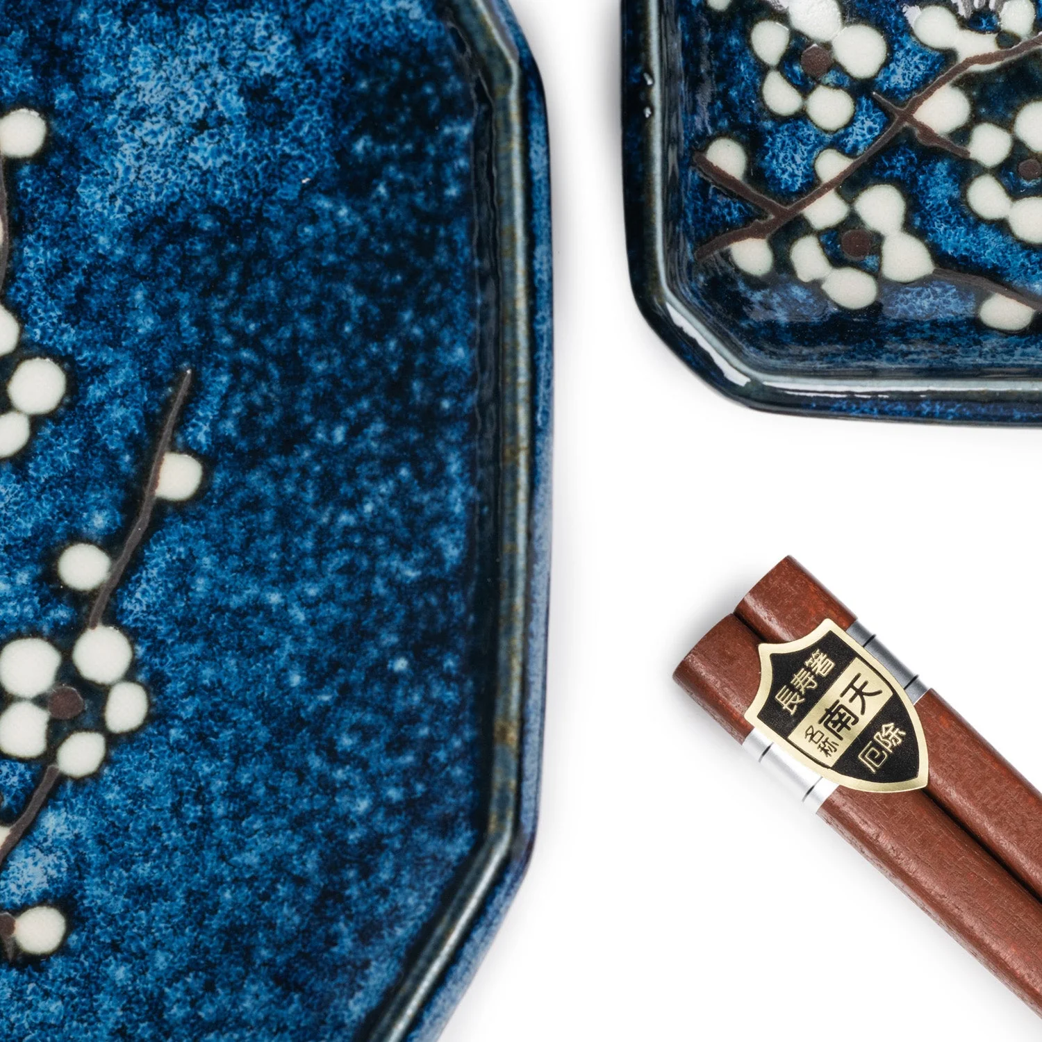Blue Hana Cherry Blossom Japanese Sushi Plate Set - Image 3