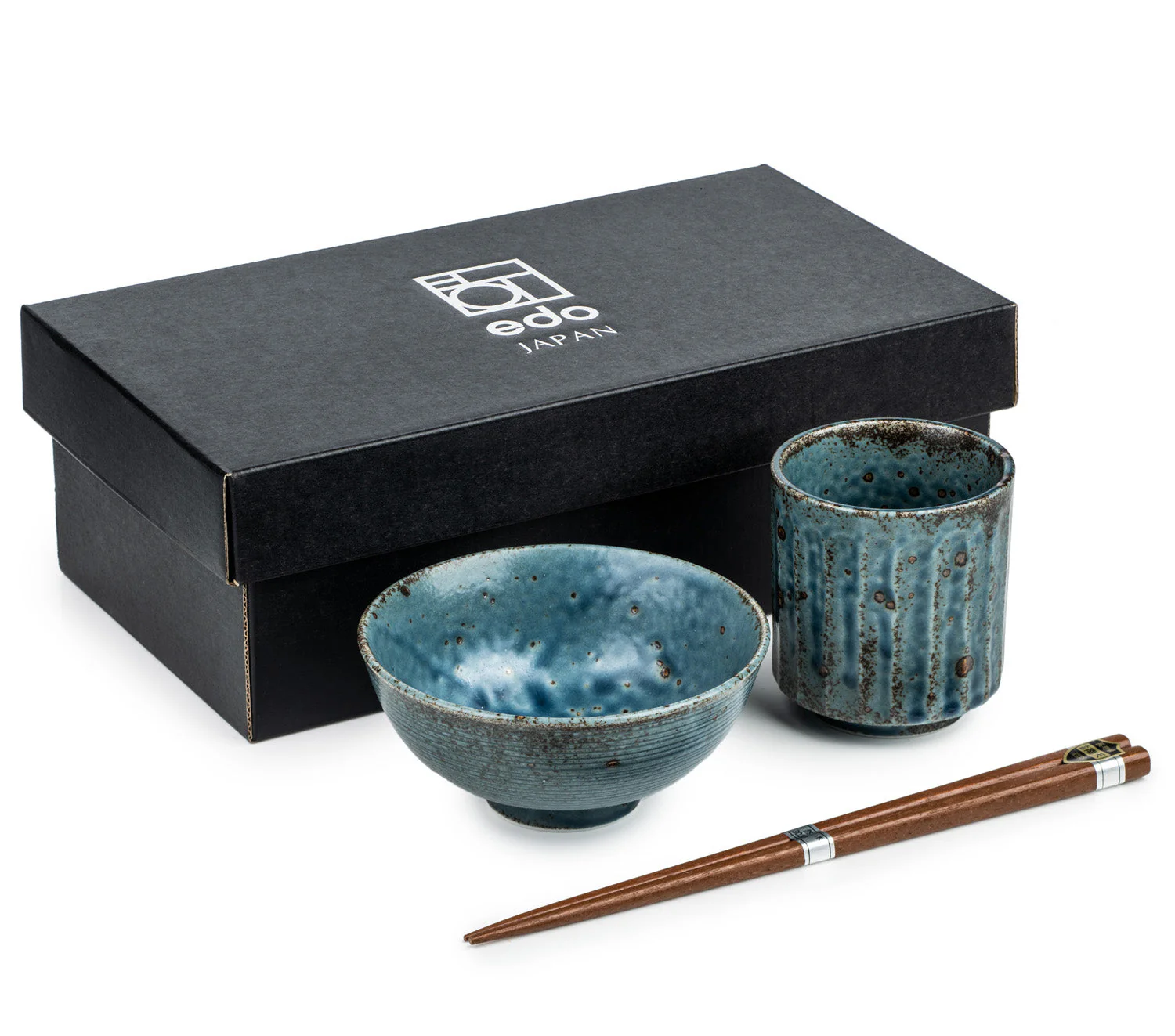 Blue Wabi Sabi Premium Rice Bowl and Tea Cup Set - Image 4
