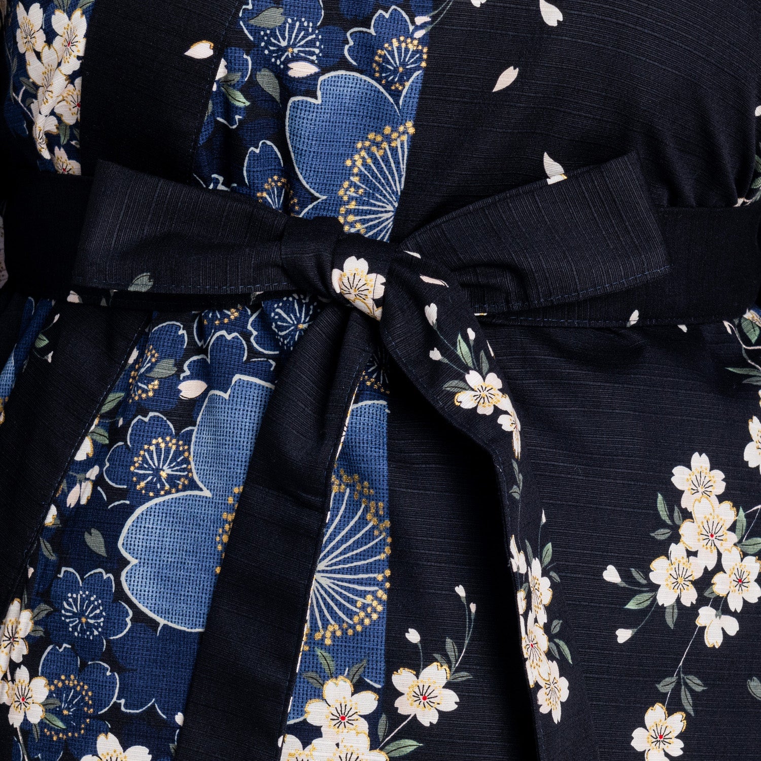 Cherry Blossom Print Long Navy Yukata - Image 5