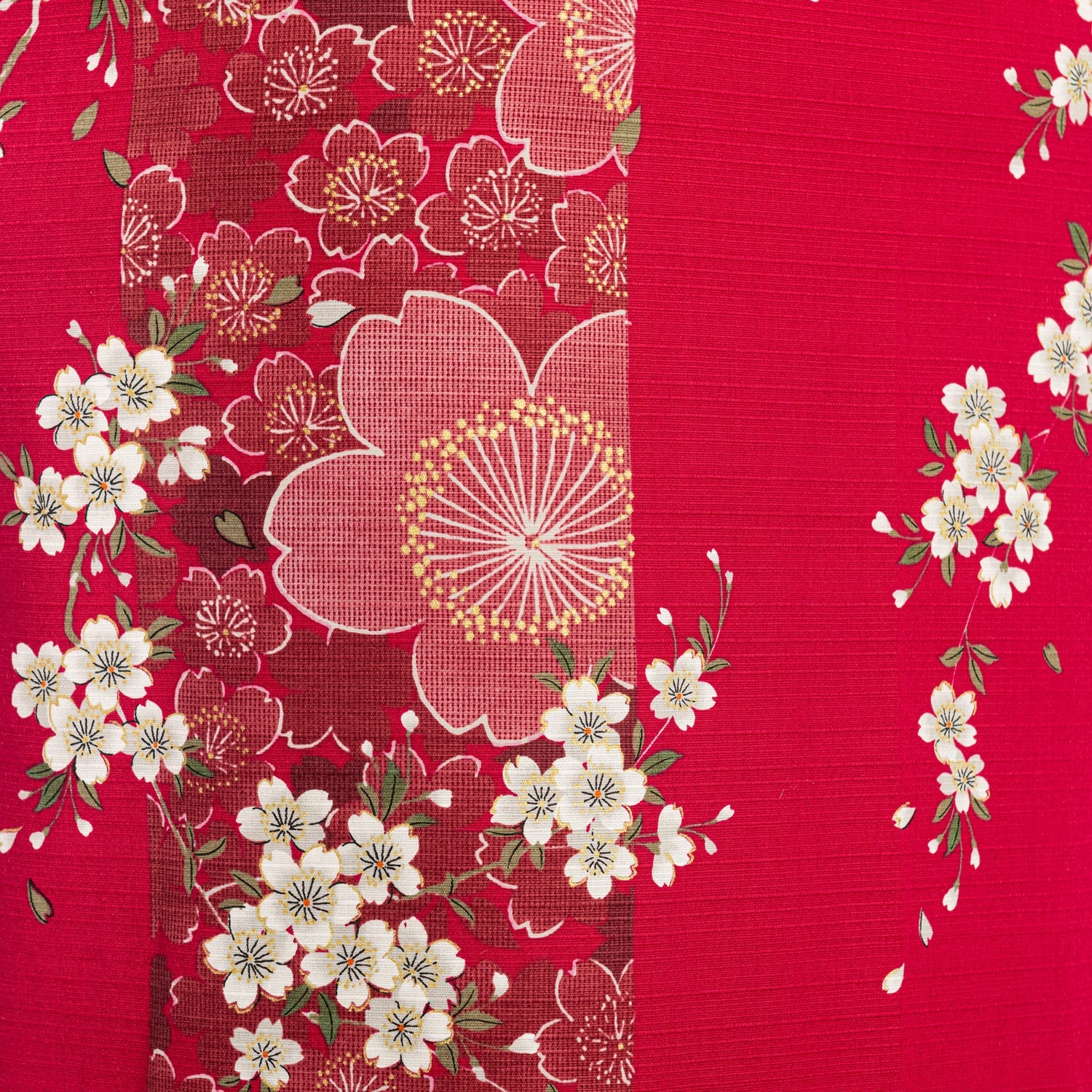 Cherry Blossom Print Long Red Yukata XL - Image 5