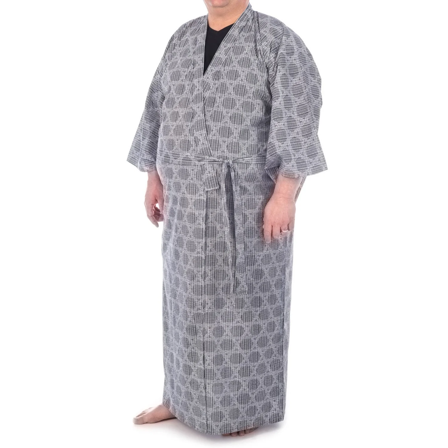 Extra Large Japanese Kimono Kagome Long Navy - Image 3