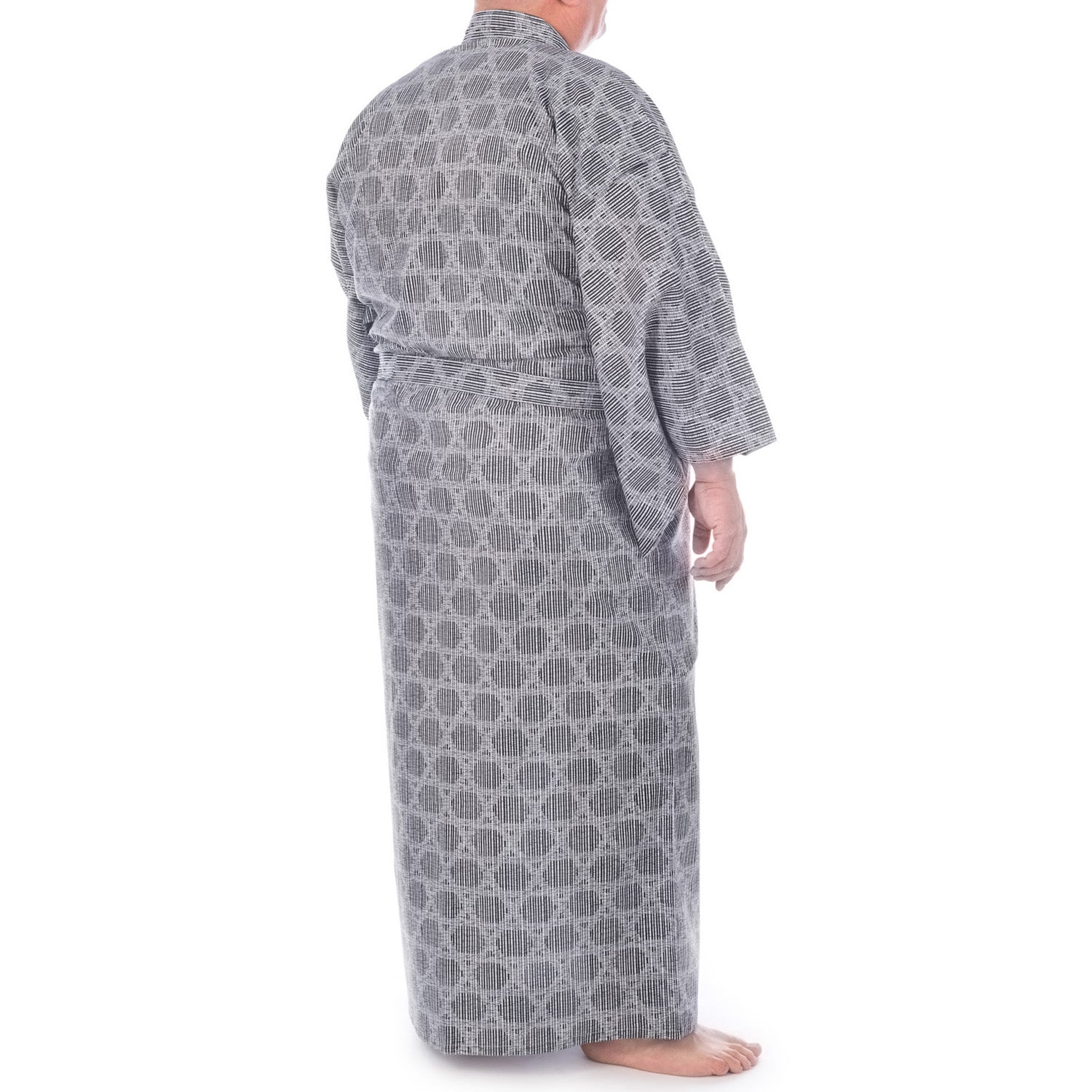 Extra Large Japanese Kimono Kagome Long Navy - Image 4