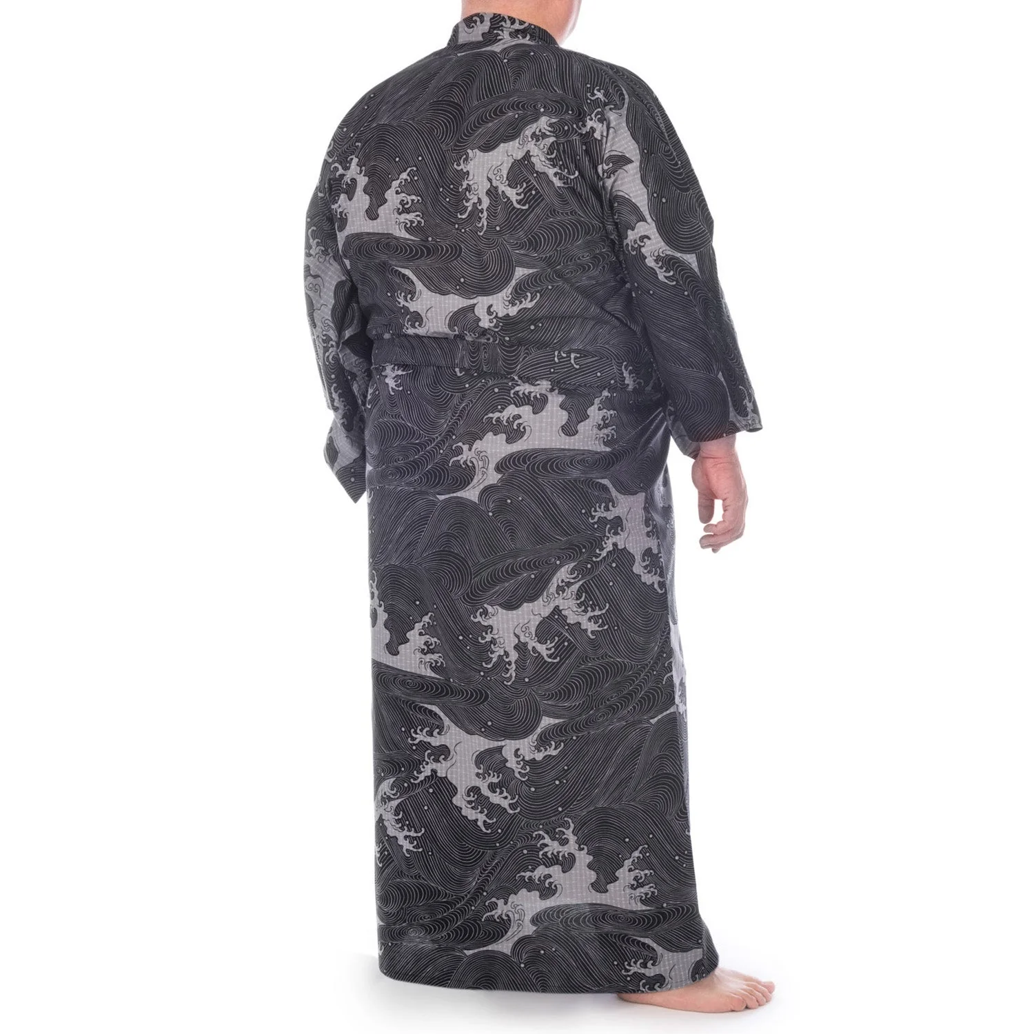 Extra Large Japanese Kimono Wave Long Black - Image 3