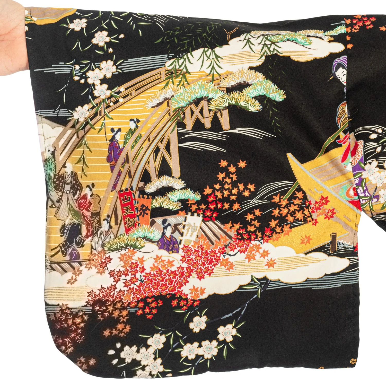 Geisha Long Black Japanese Kimono XL - Image 3