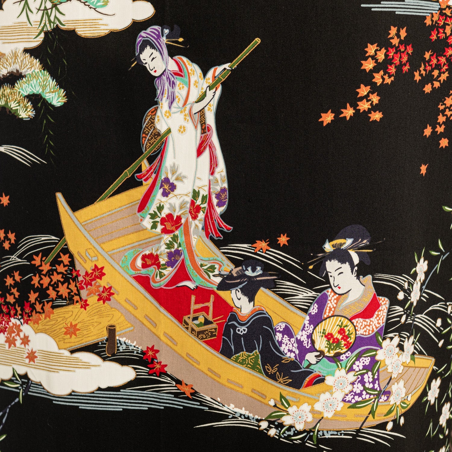 Geisha Long Black Japanese Kimono XL - Image 5