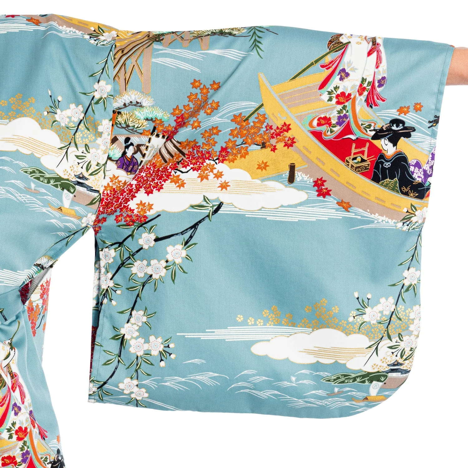 Geisha Long Blue Japanese Kimono - Image 3