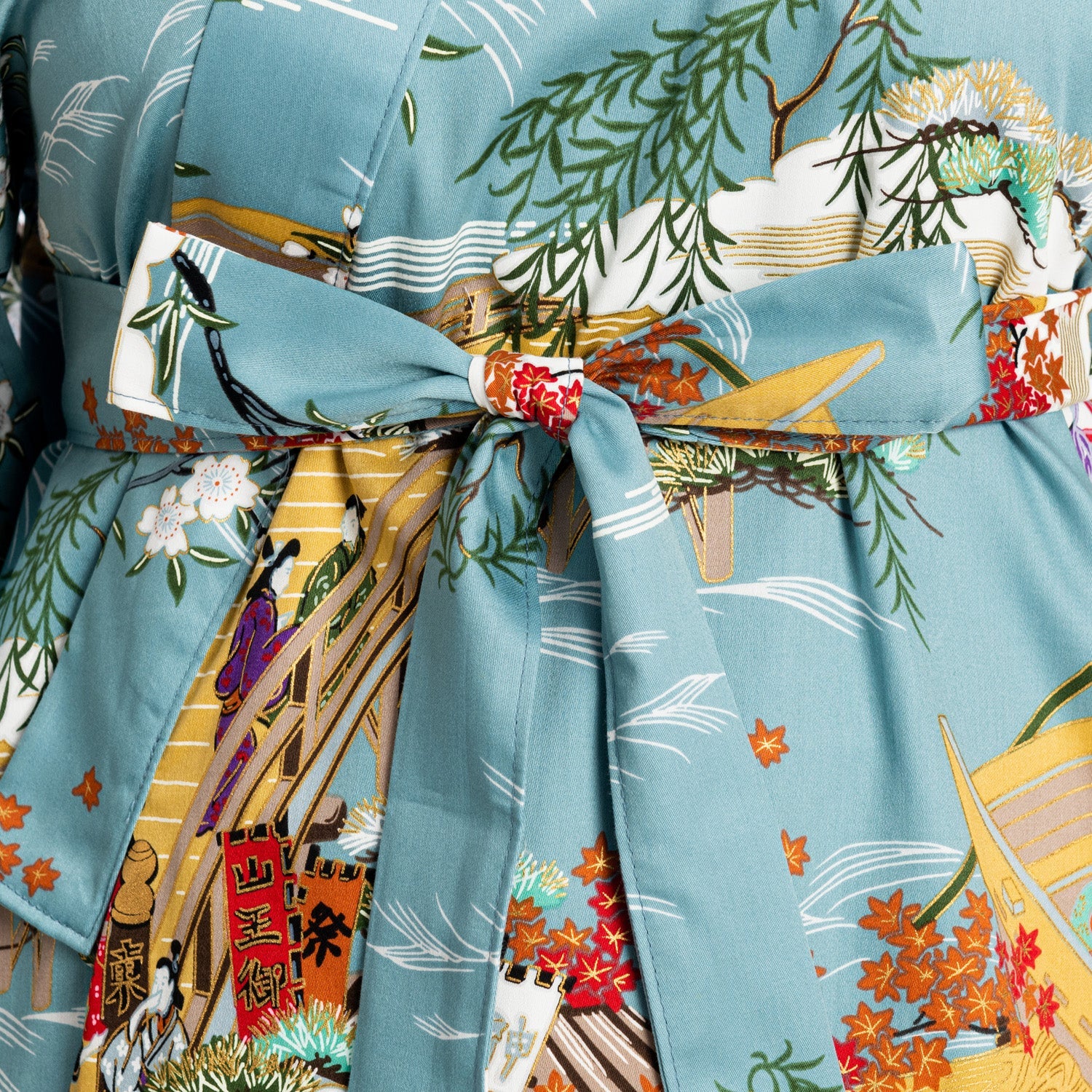 Geisha Long Blue Japanese Kimono - Image 4