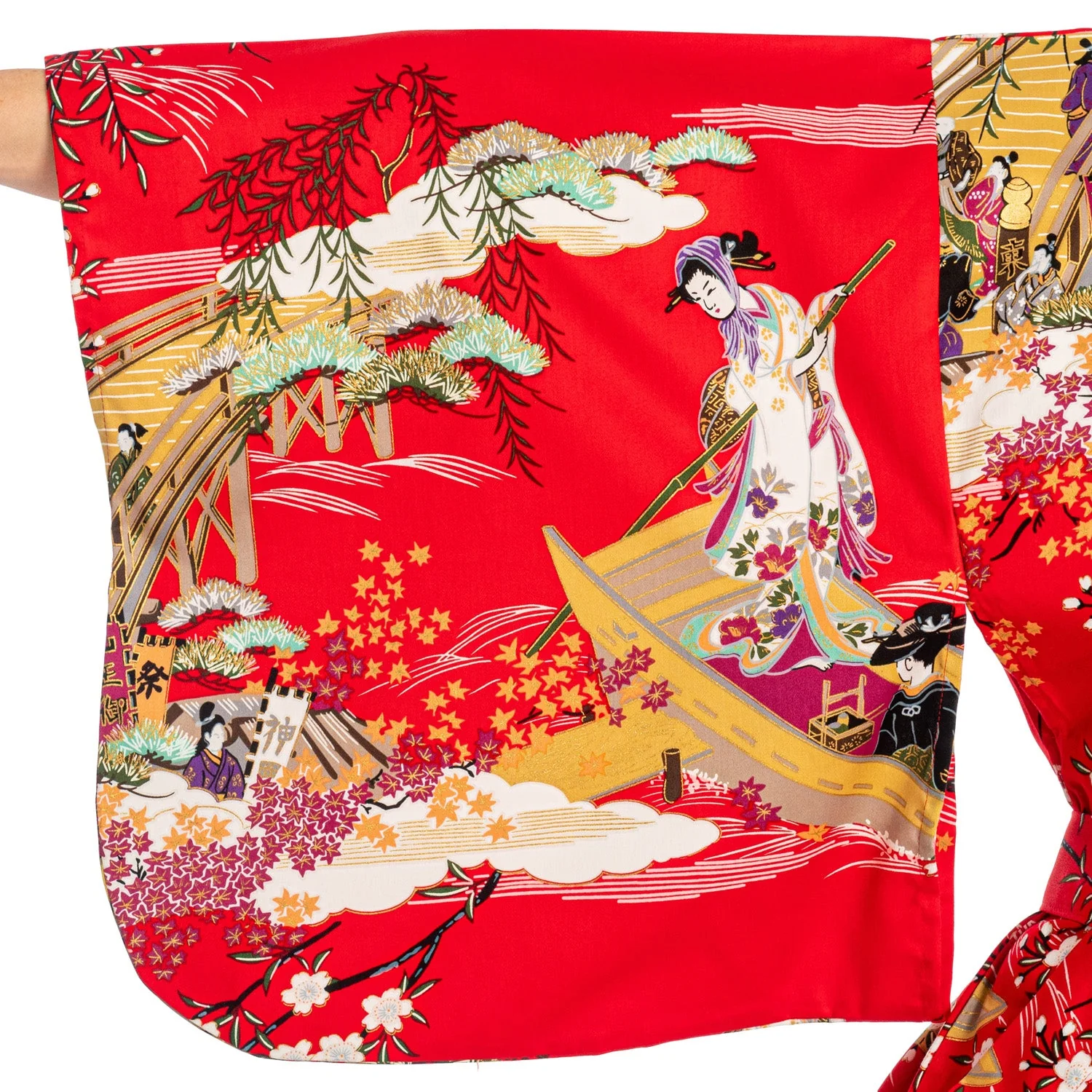 Geisha Long Red Japanese Kimono - Image 3