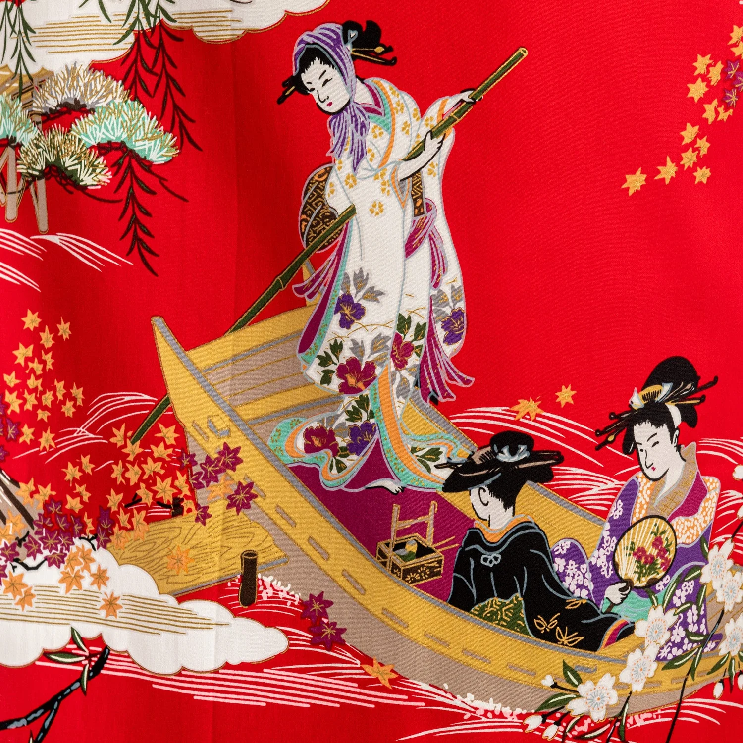 Geisha Long Red Japanese Kimono - Image 5