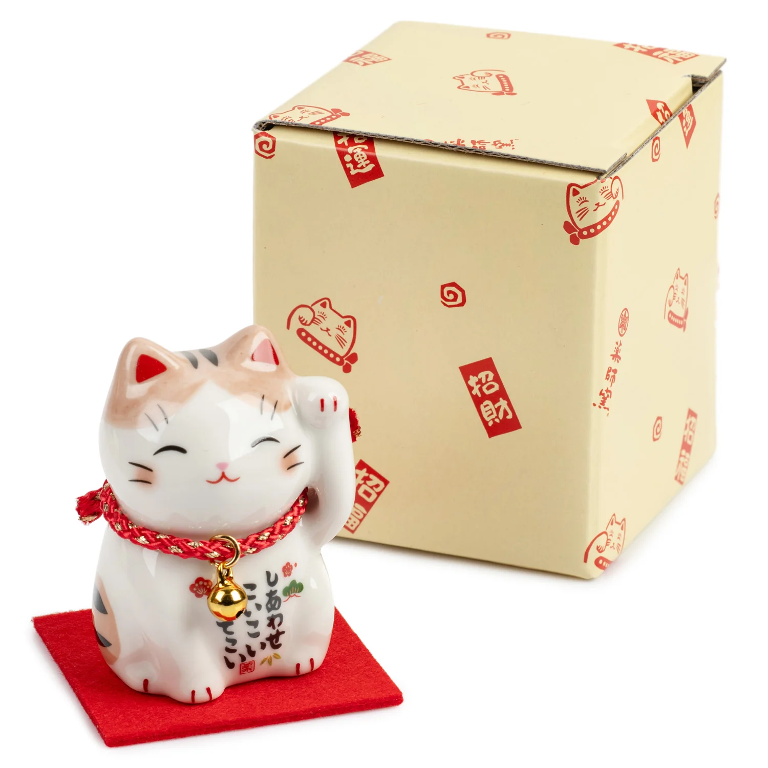 Ginger Tom Japanese Lucky Cat and Red Cushion - Image 4