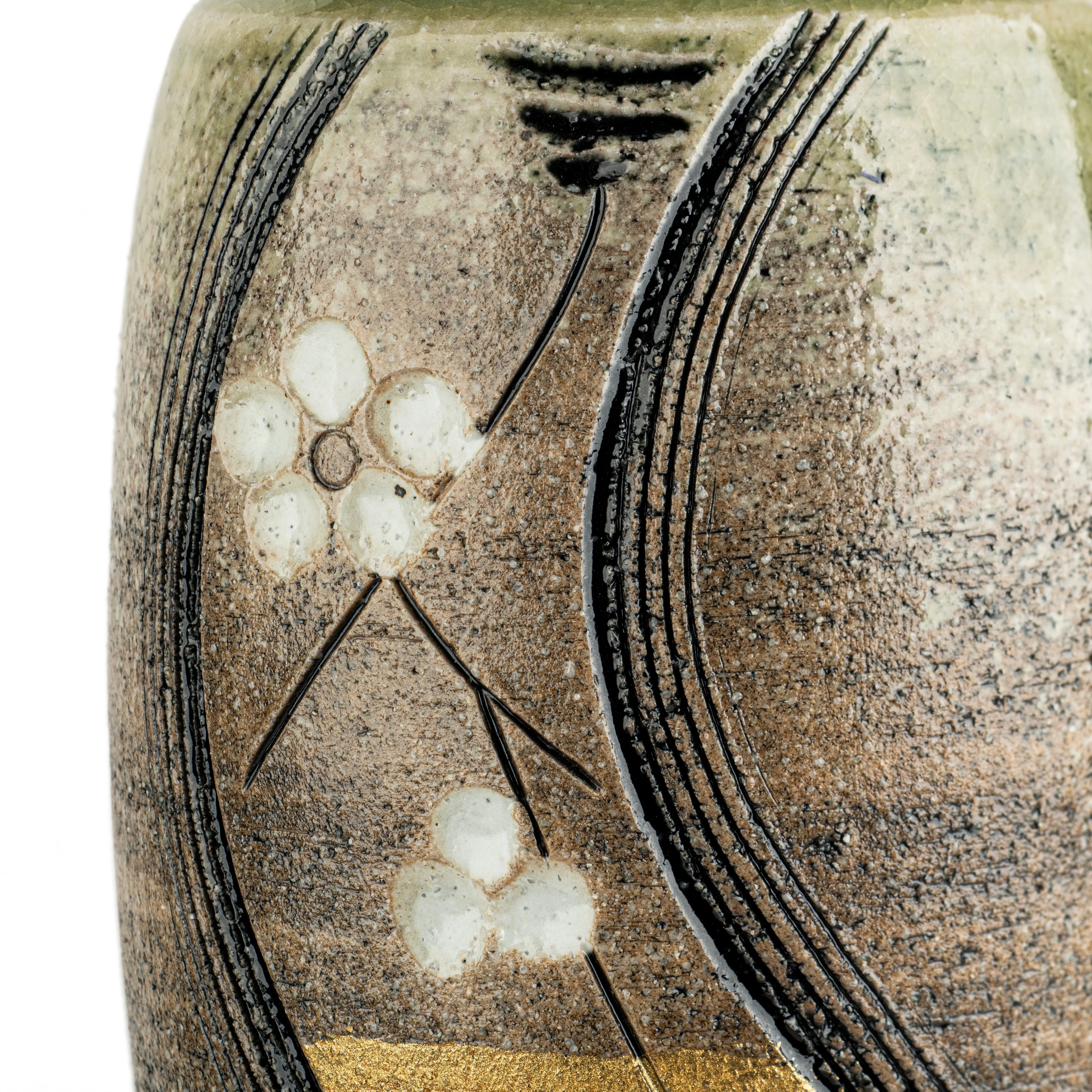 Gold Plum Japanese Ceramic Vase - Image 3