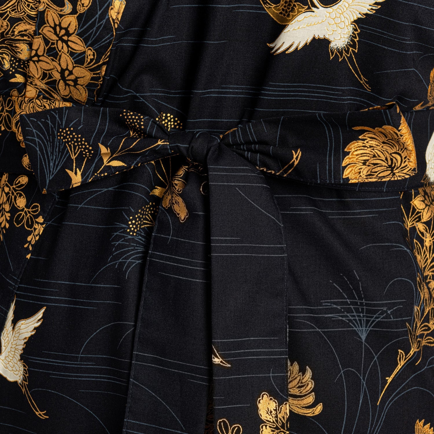 Japanese Kimono Crane Print Long Navy XL - Image 4
