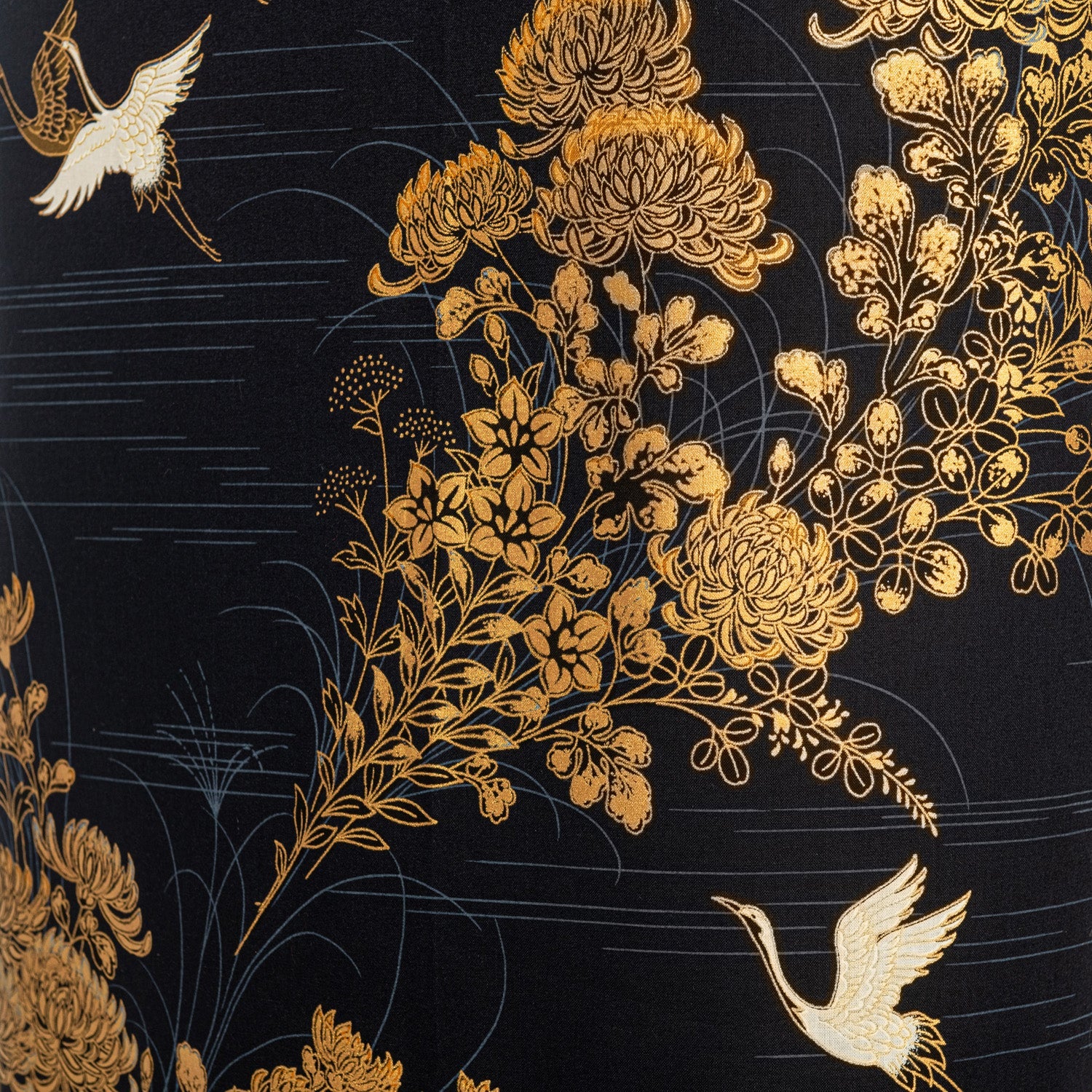Japanese Kimono Crane Print Long Navy XL - Image 5