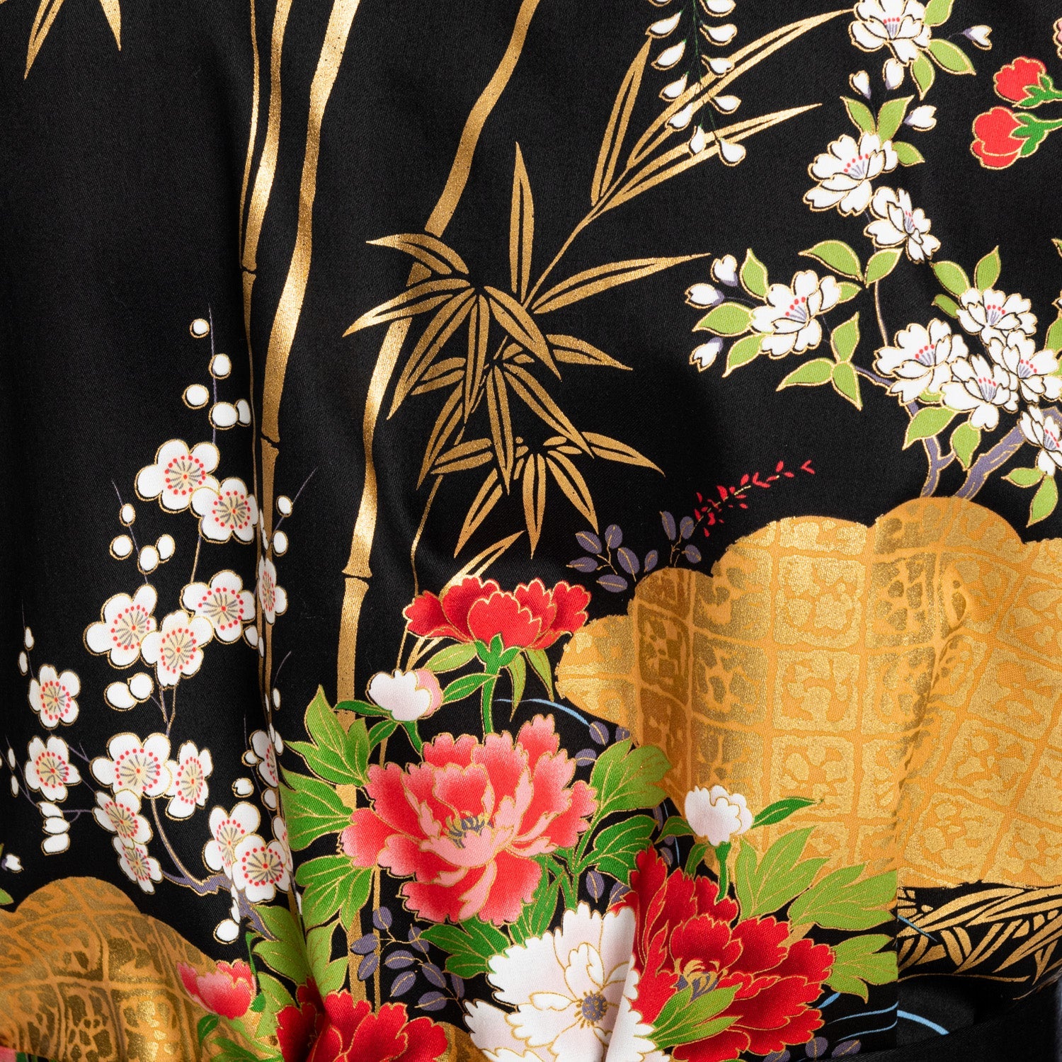 Japanese Kimono Floral Print Short Black - Image 5