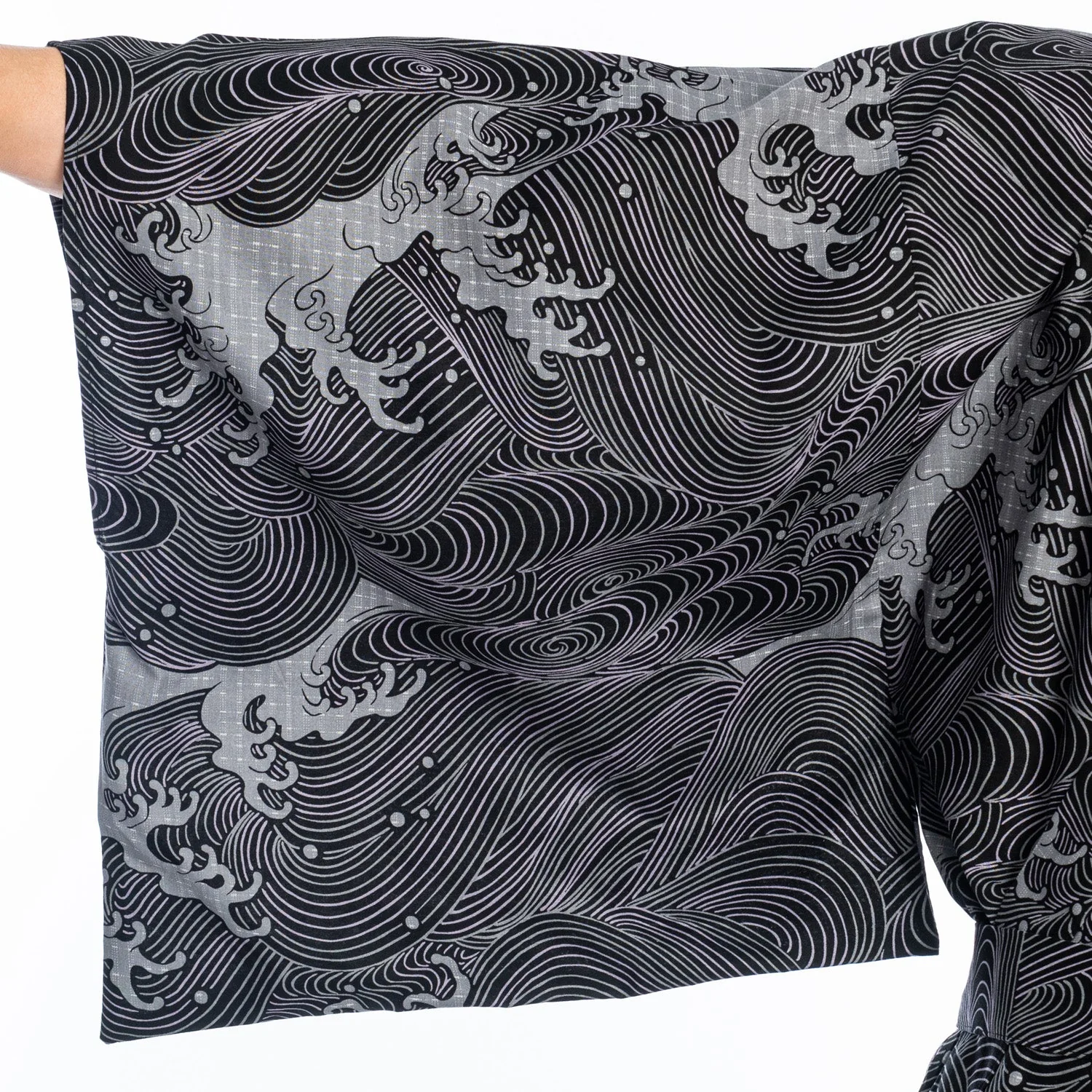 Japanese Kimono Wave Long Black - Image 3