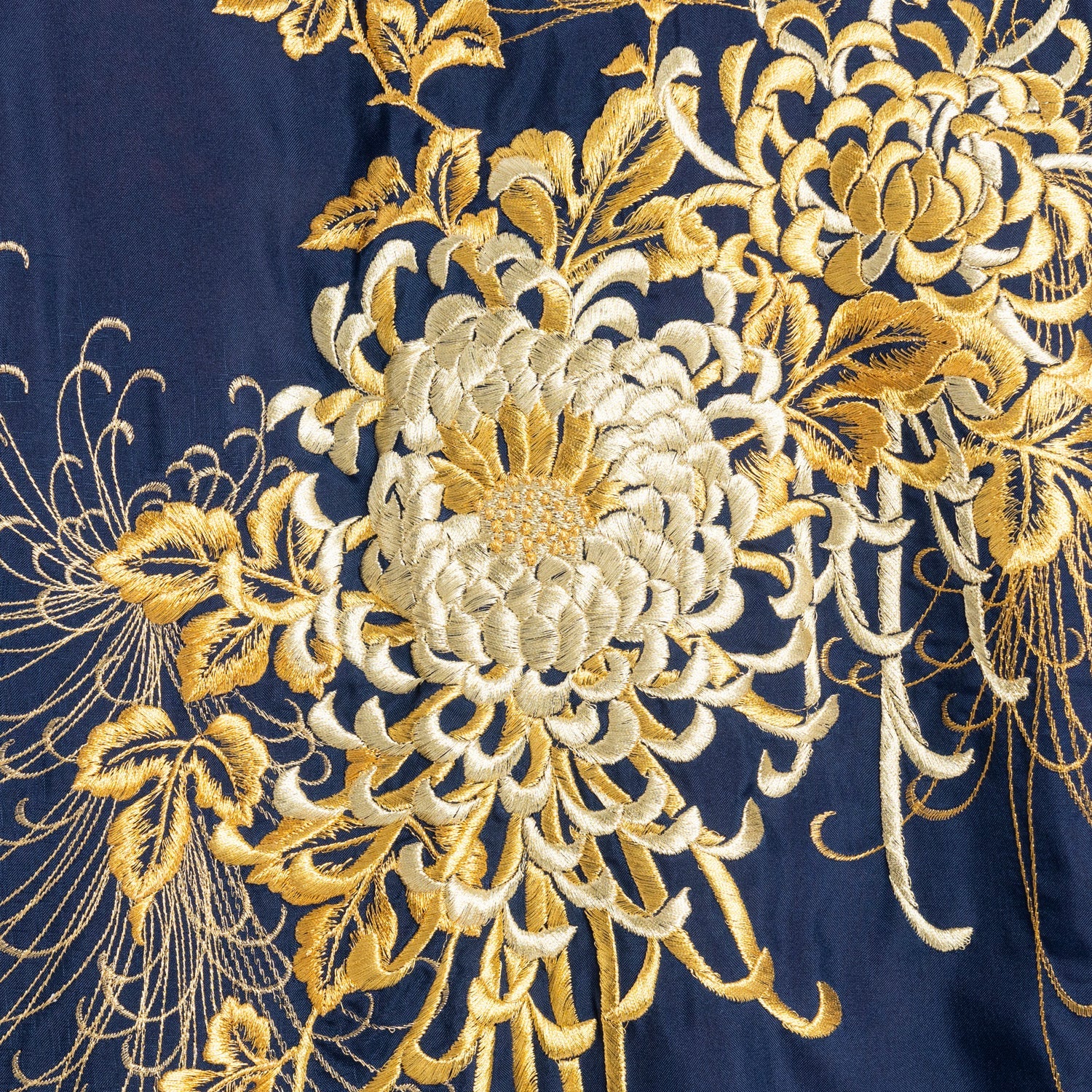 Navy Chrysanthemum Polyester Japanese Yukata - Image 7