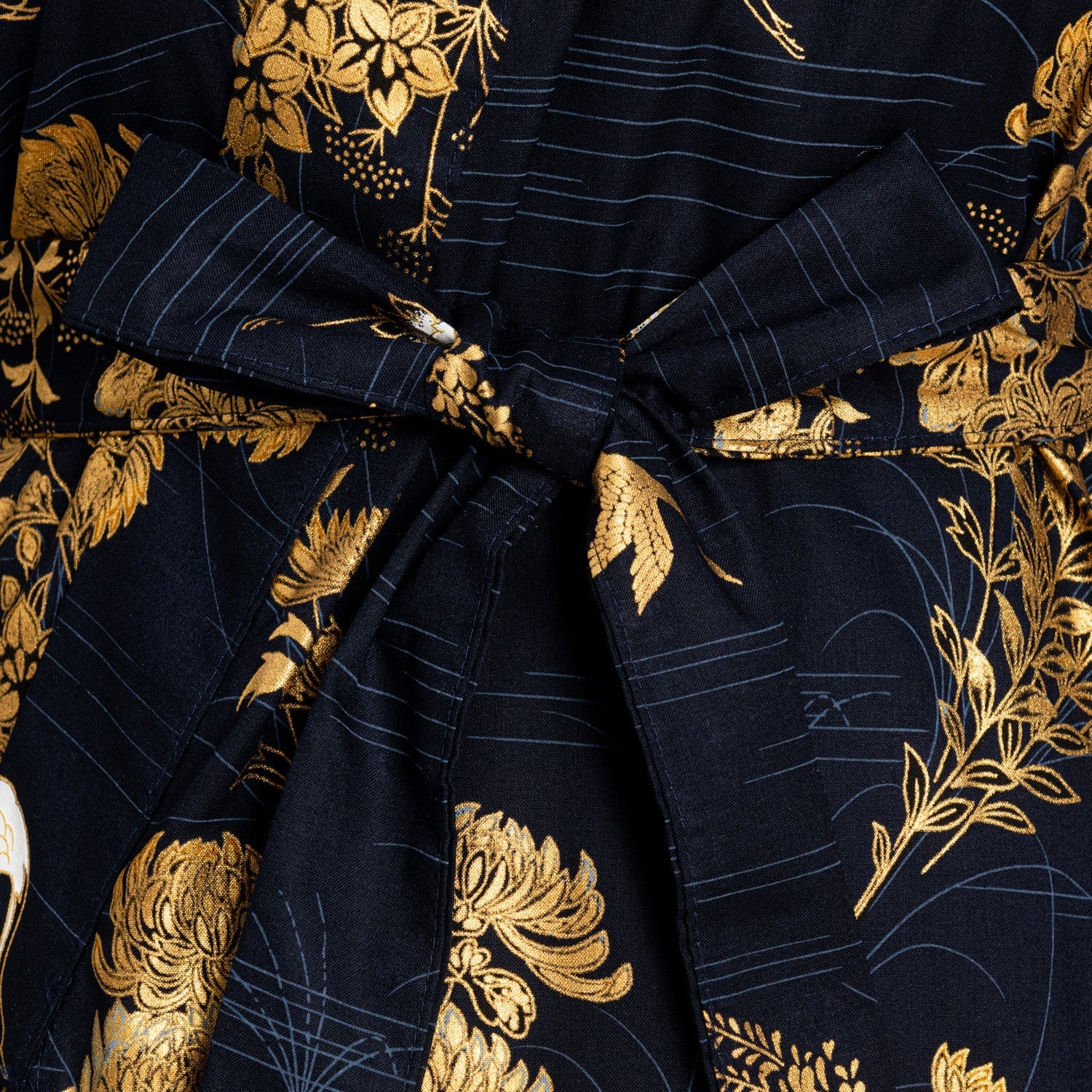 Navy Cotton Crane and Chrysanthemum Kimono - Image 5