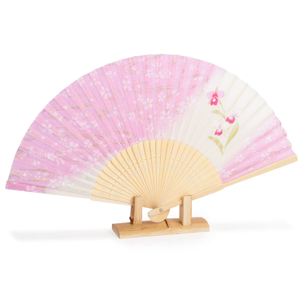 Pink Cherry Blossom Japanese Folding Fan - Image 3