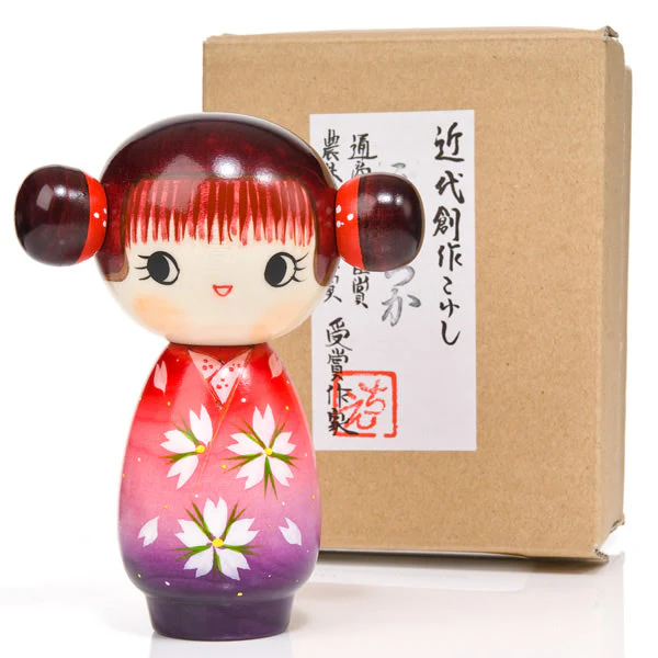 Pink Happy Girl Kawaii Kokeshi Doll - Image 3