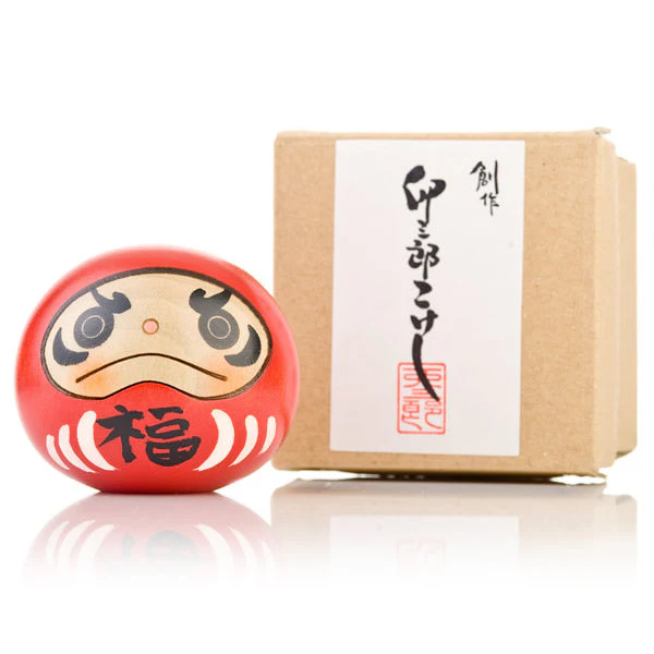 Red Happiness Daruma Kokeshi Doll - Image 3