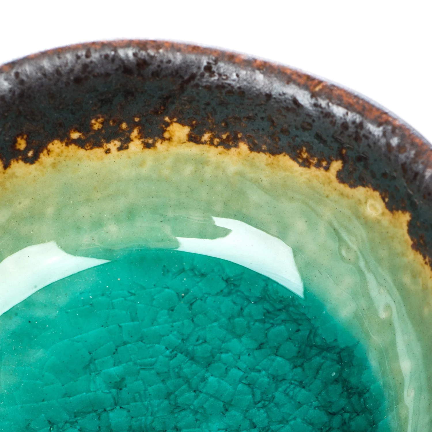 Round Turquoise Crackleglaze Japanese Sauce Dish - Image 3