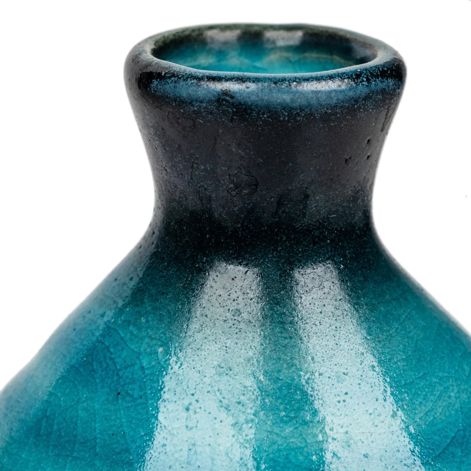 Sea Blue Crackleglaze Japanese Sake Set - Image 3