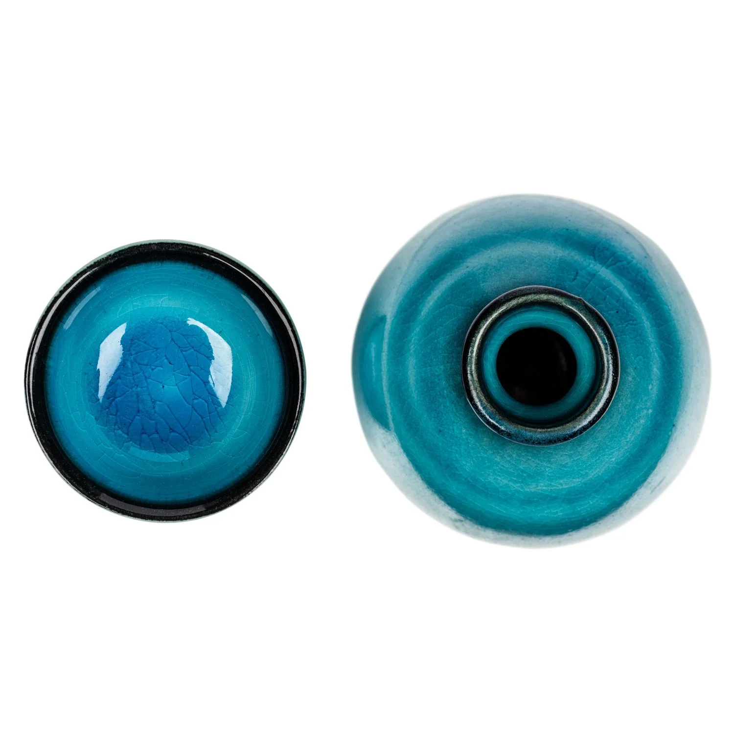 Sea Blue Crackleglaze Japanese Sake Set - Image 4