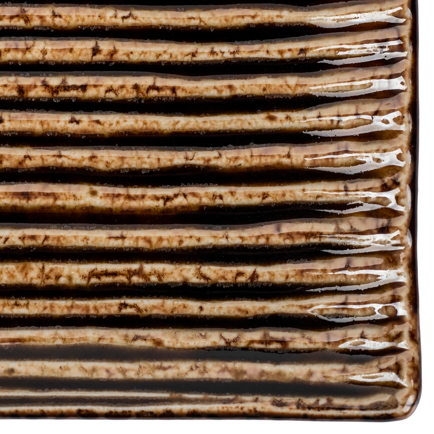 Shinogi Brown Ribbed Japanese Ceramic Plate - Image 3