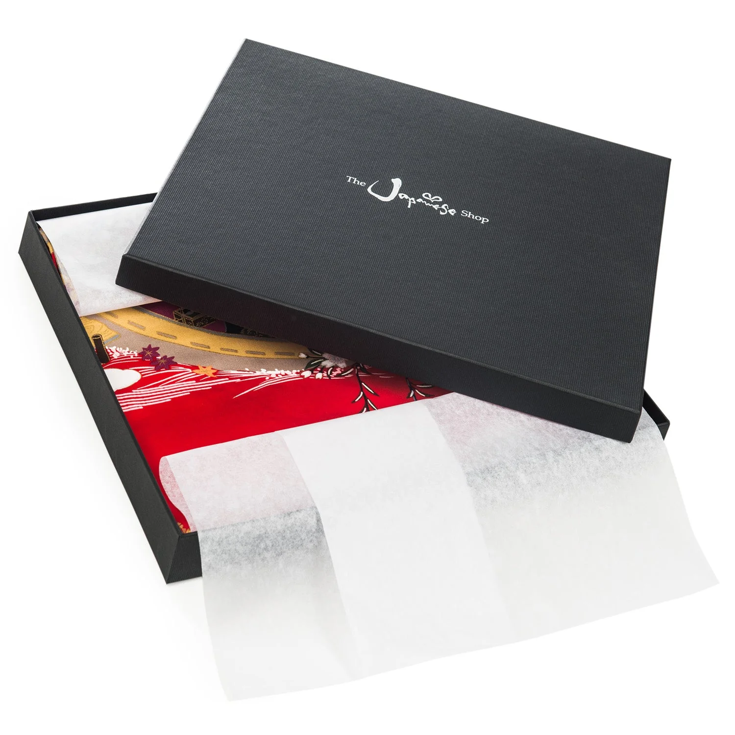 Silk Ukiyoe Print Long Red Japanese Kimono - Image 7