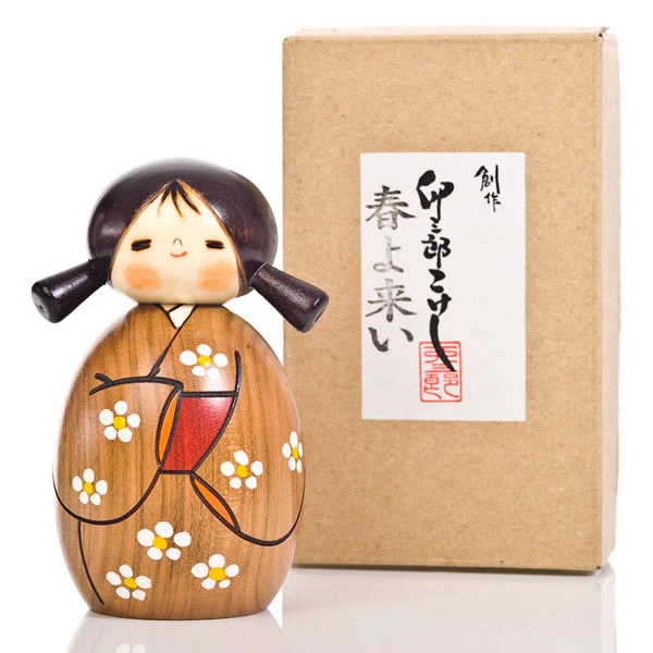 Small Springtime Authentic Kokeshi Doll - Image 3