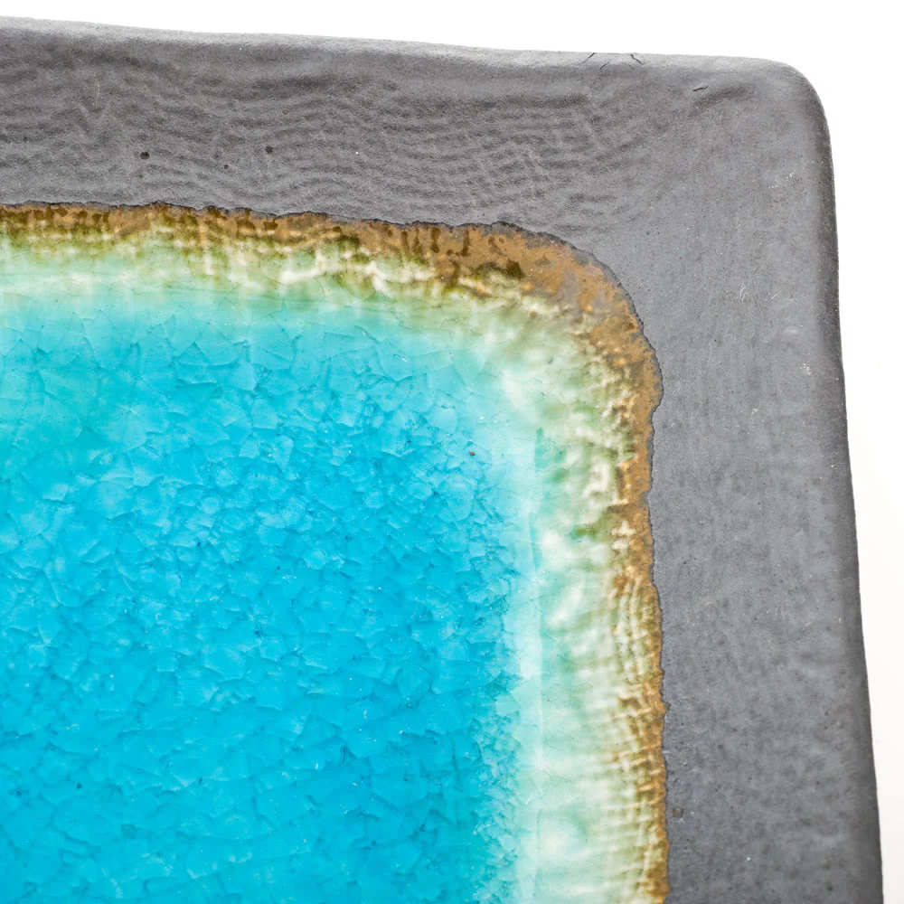 Turquoise Crackleglaze Japanese Plate - Image 4