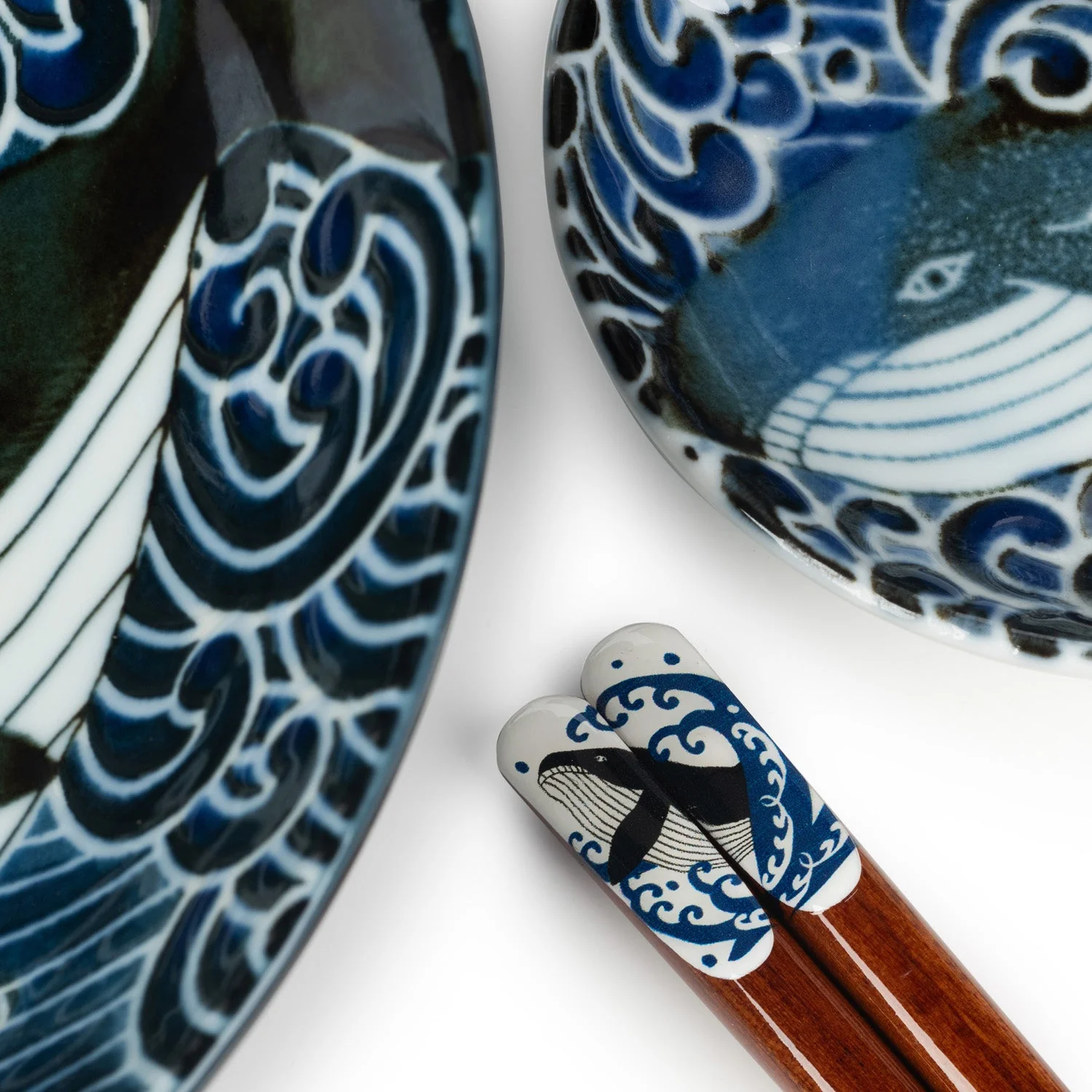 Whale Indigo Blue Ceramic Japanese Bowl Set - Image 5