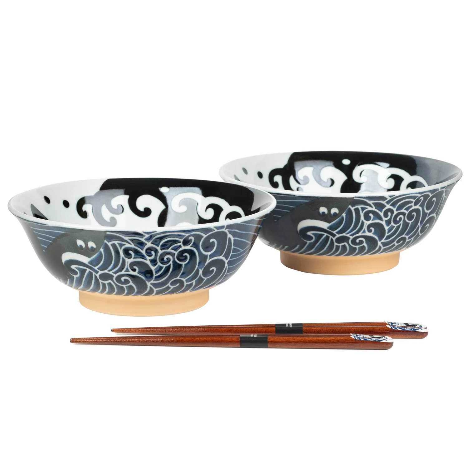 Whale Indigo Blue Japanese Ramen Bowl Set - Image 3