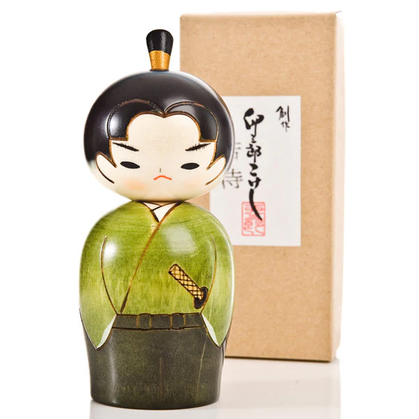 Young Samurai Japanese Warrior Kokeshi Doll - Image 3